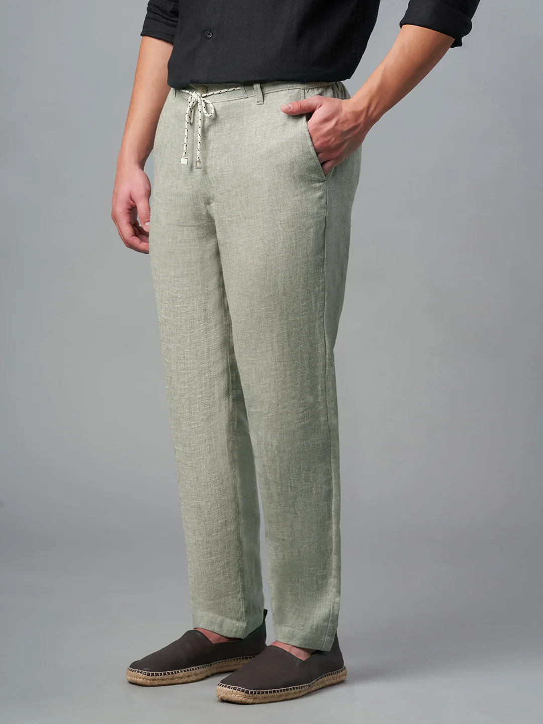 Men's Cotton Linen Regular Fit Pant LT Brown - Image 3