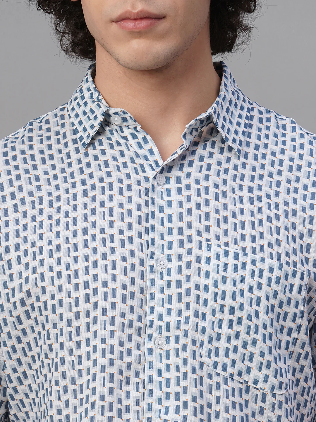 Men's Lyocell Linen Regular Fit Shirt Navy - Image 6