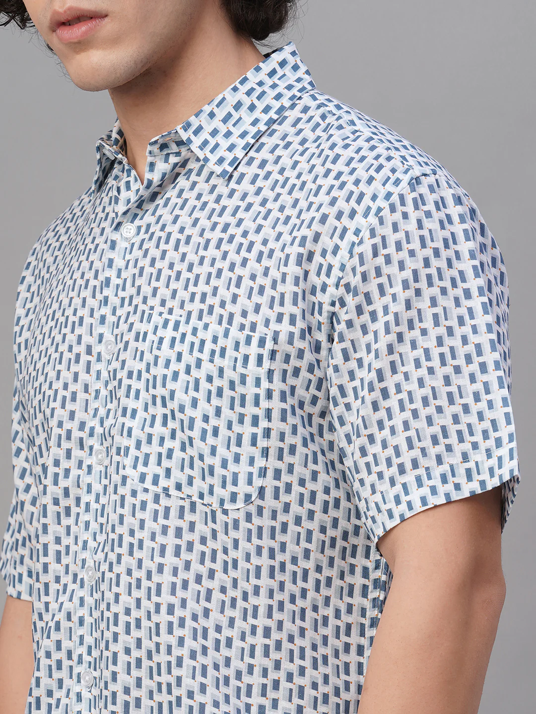 Men's Lyocell Linen Regular Fit Shirt Navy - Image 7