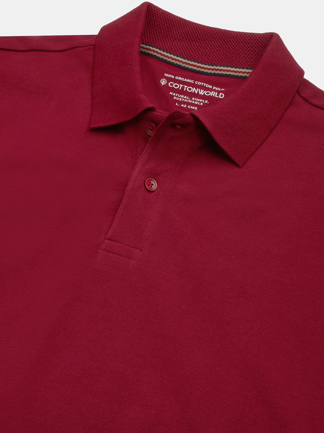 Men's 100% Organic Cotton Half Sleeves Regular Fit T-shirt Red - Image 6