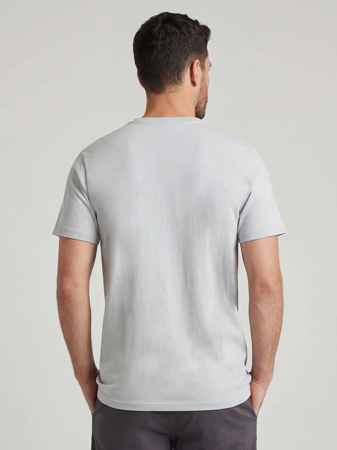 Men's 100% Organic Round Neck Cotton Regular Fit Graphic Tshirt Grey - Image 3