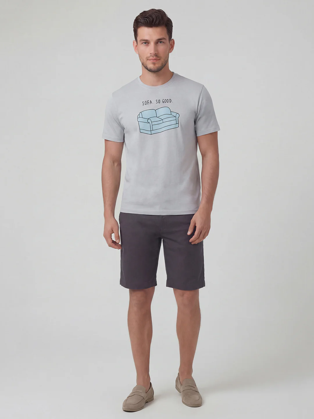 Men's 100% Organic Round Neck Cotton Regular Fit Graphic Tshirt Grey - Image 4